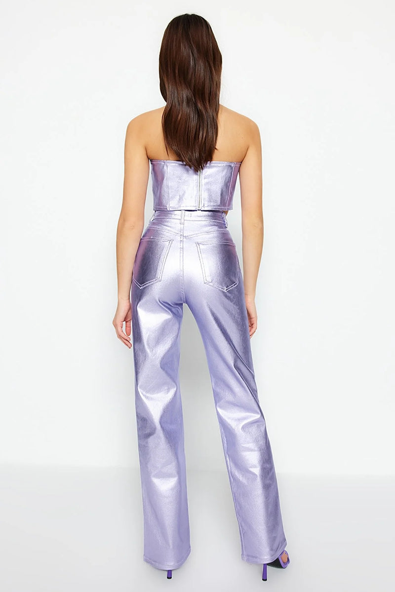 Pantalón de mujer marrón violeta xxs xs sml xl