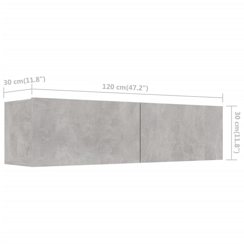 Mueble TV moderno gris Ancho 120 cm Fondo 30 cm Alto 30 cm 