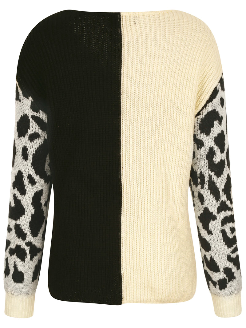 Jersey de mujer con estampado de leopardo negro blanco sml xl xxl xxxl xxxxl xxxxxl