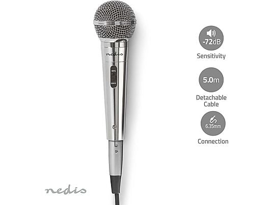 NEDIS MPWD45GY Karaoke microfoon Zilver