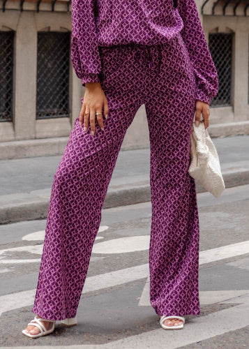 Patrones de pantalones de mujer morado sml