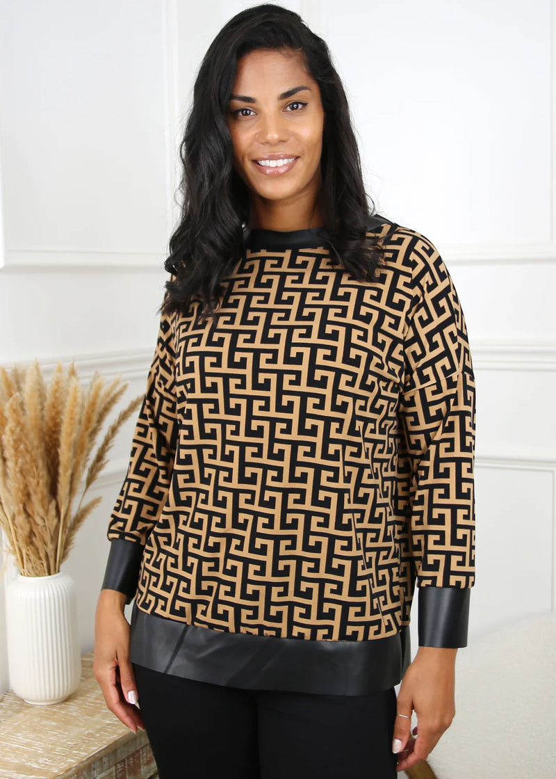 Dames blouse bruin zwart xs s m l xl