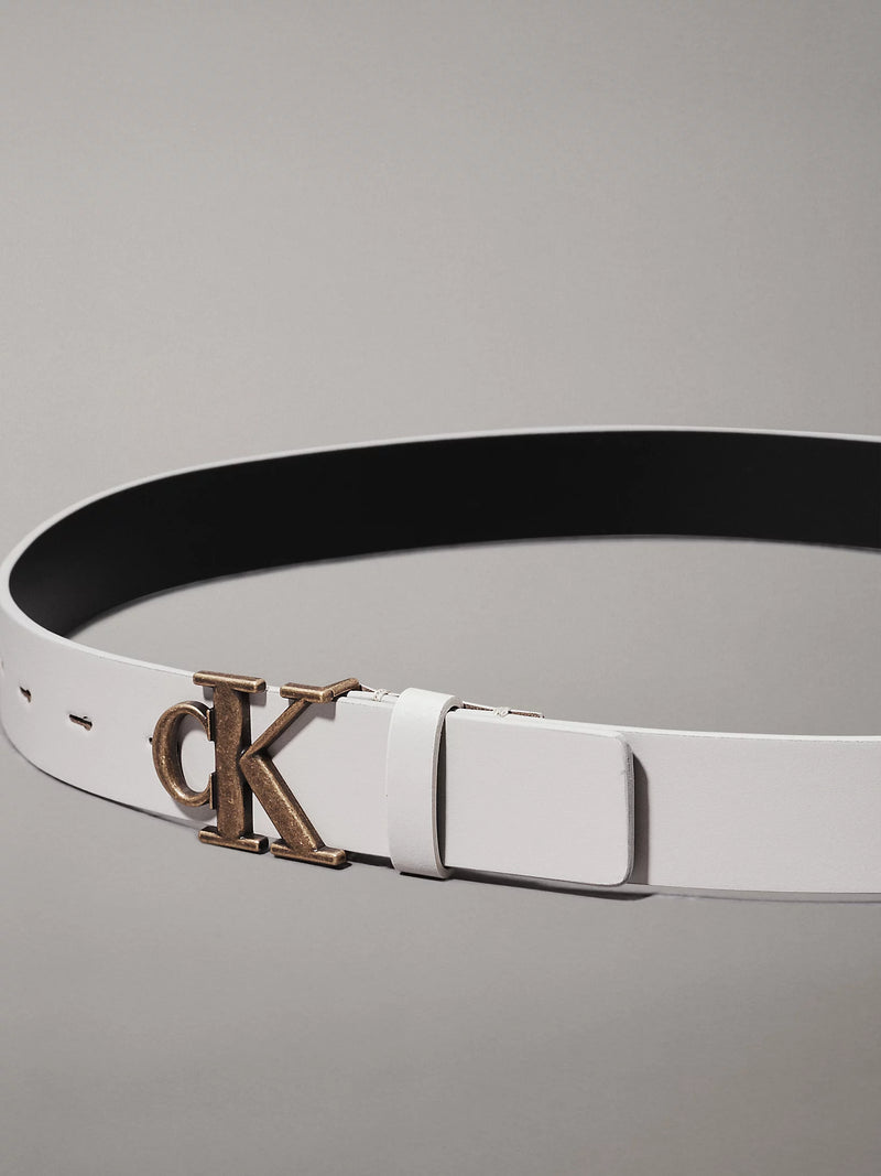 Calvin Klein women's belt leather white black