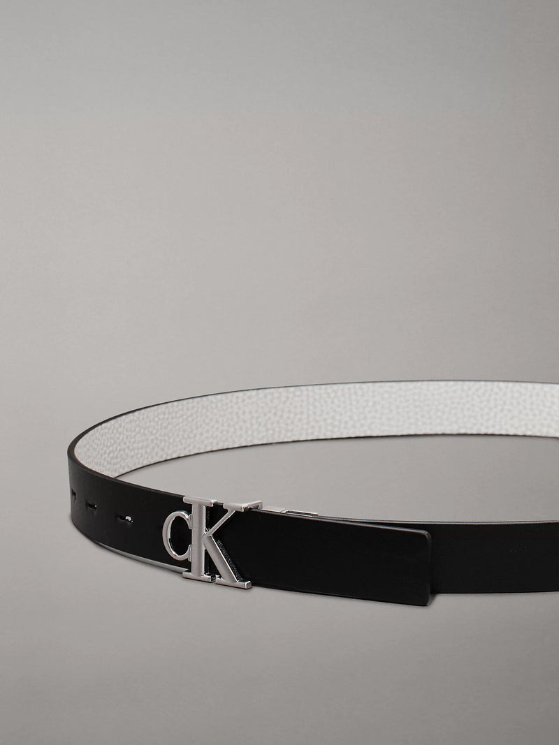 Calvin Klein women's belt reversible leather black silver