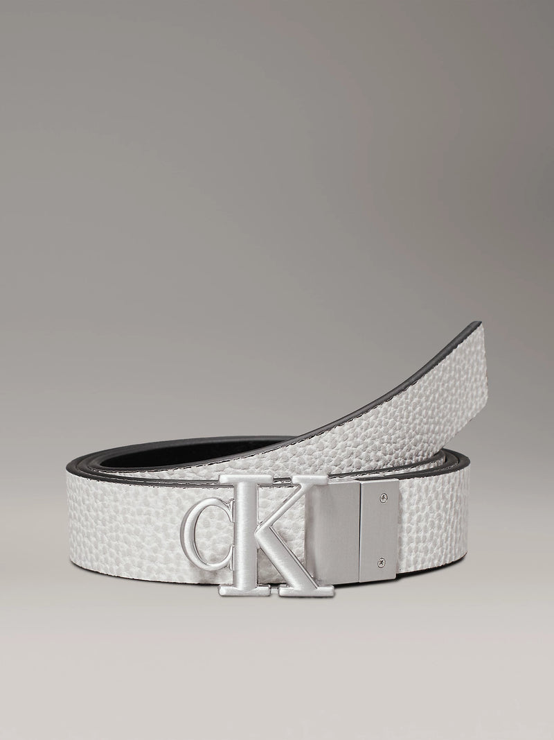 Calvin Klein women's belt reversible leather black silver