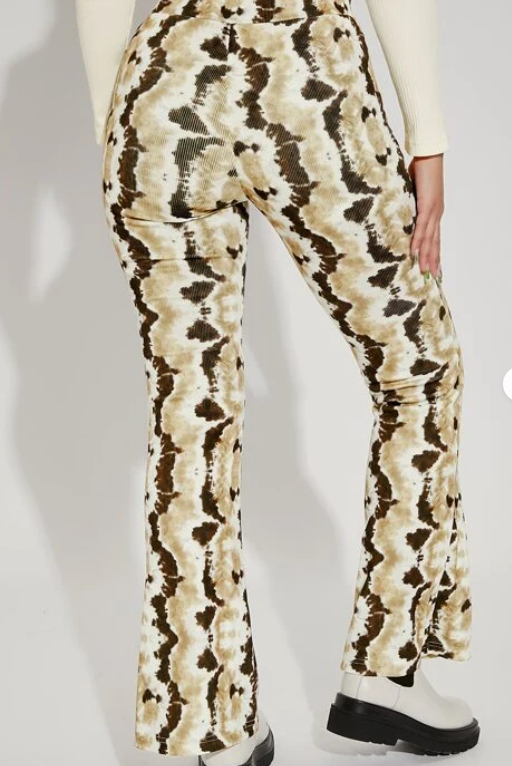 Dames broek beige bruin slangen print xs s m l