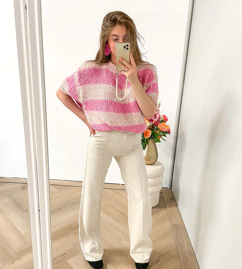 Jersey de mujer blanco rosa sml