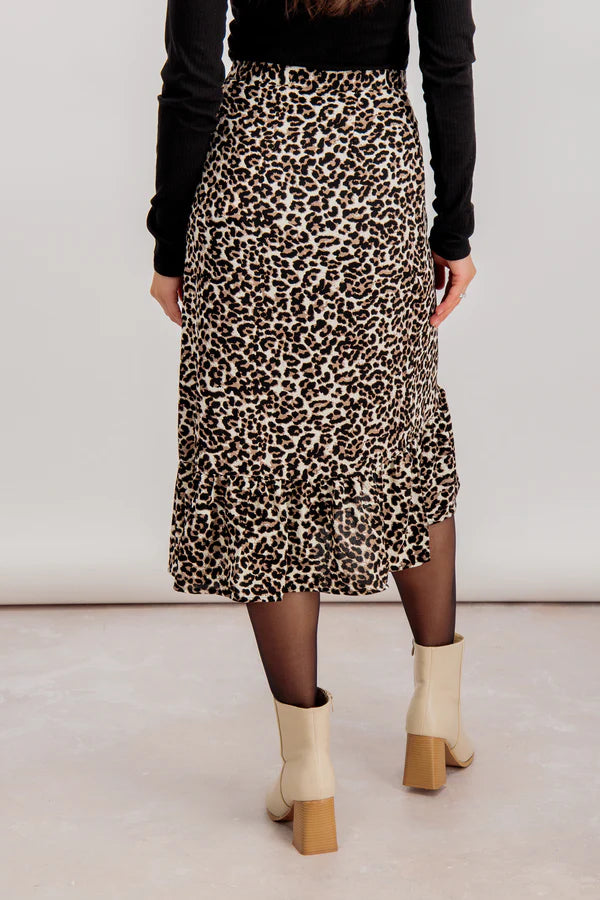 Dames rok bruin panter print xs s m l xl