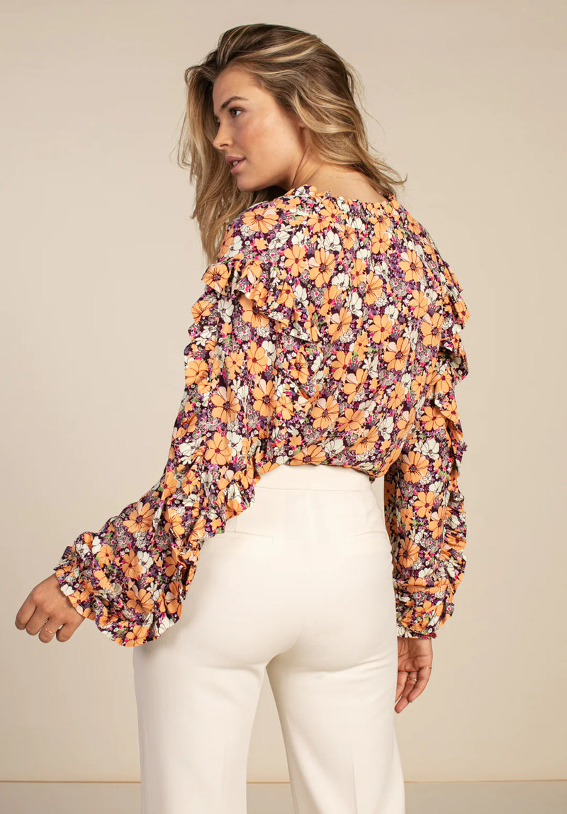 Blusa mujer flores naranja xs sml xl xxl