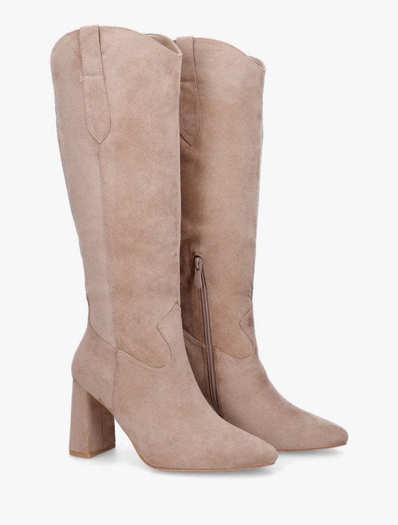 Botas mujer con tacón beige negro marrón 36 37 38 39 40 41