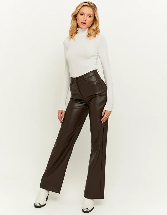 Dames broek leer bruin xxs xs s m l xl