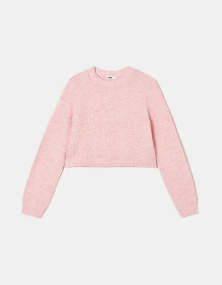 Dames trui top gebreid grijs wit roze xs s m l