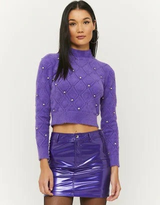 Jersey de mujer crop top motivo piedra violeta xs sml