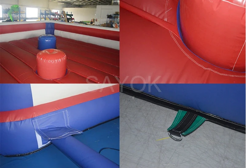 PVC opblaasbare steekspelring boxsring met PVC opblaasbare gevechtssteekpalen rood breedte 5 meter lengte 5 meter hoogte 1,8 meter