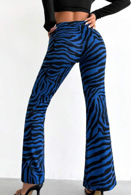 Dames broek blauw zebra strepen xs s m l