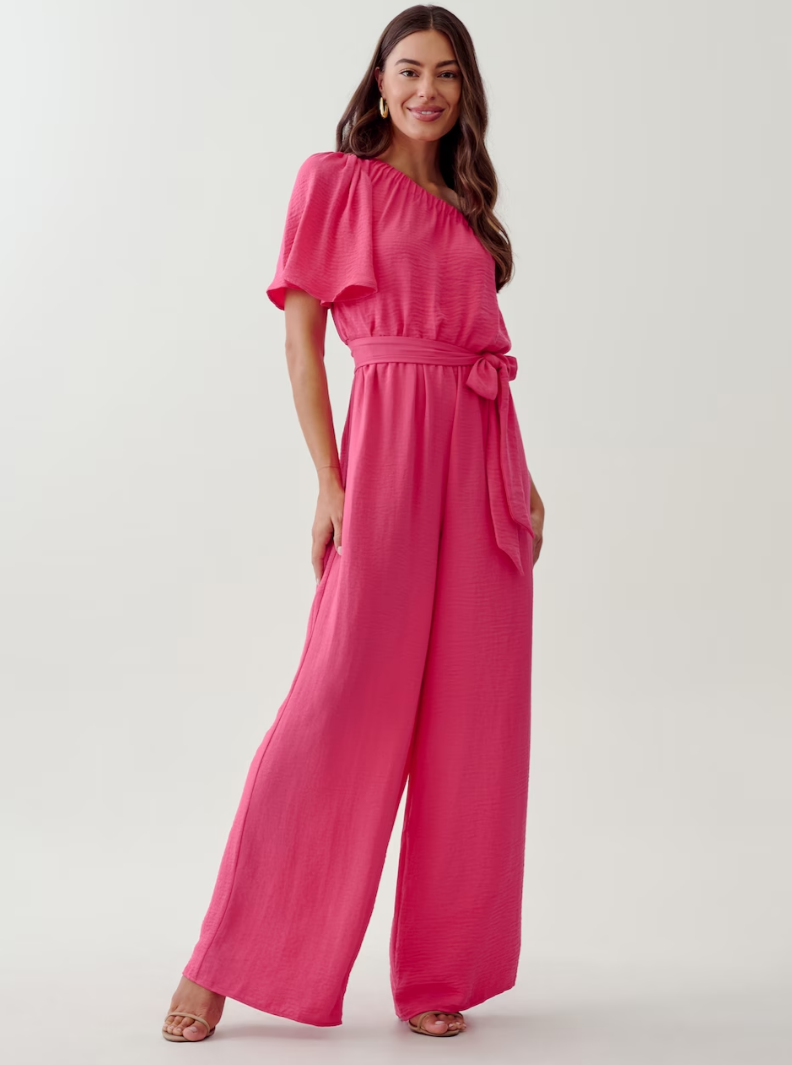 Dames jumpsuit 1 mouw roze xs s m l xl xxl xxxl