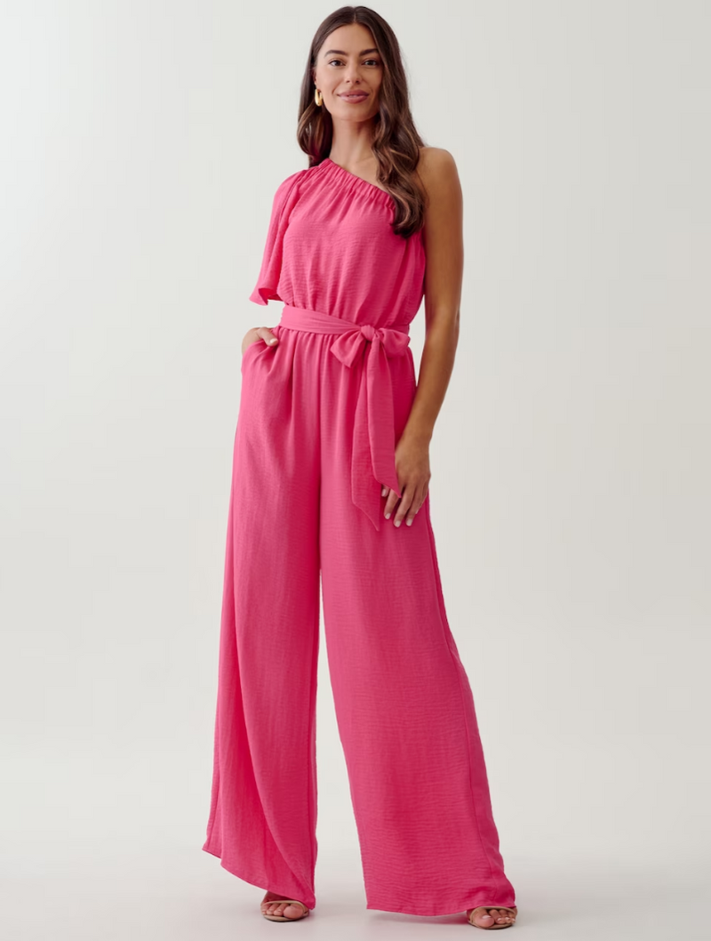 Dames jumpsuit 1 mouw roze xs s m l xl xxl xxxl