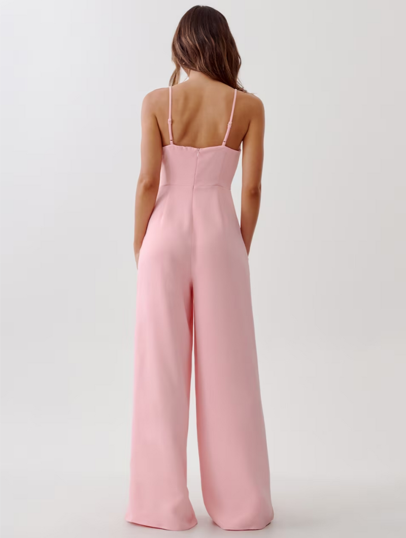 Dames jumpsuit licht roze wit xs s m l xl xxl xxxl