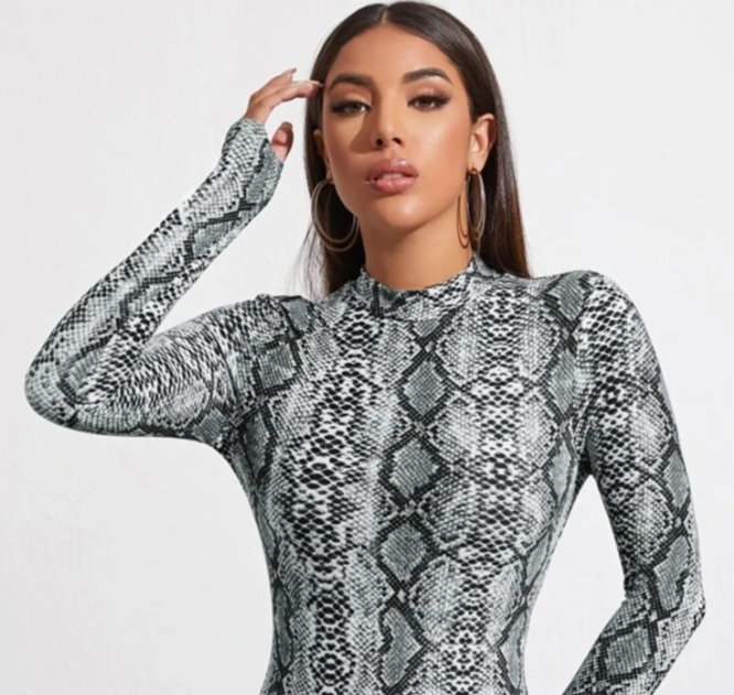 Body mujer negro marrón piel de serpiente xs sml xl