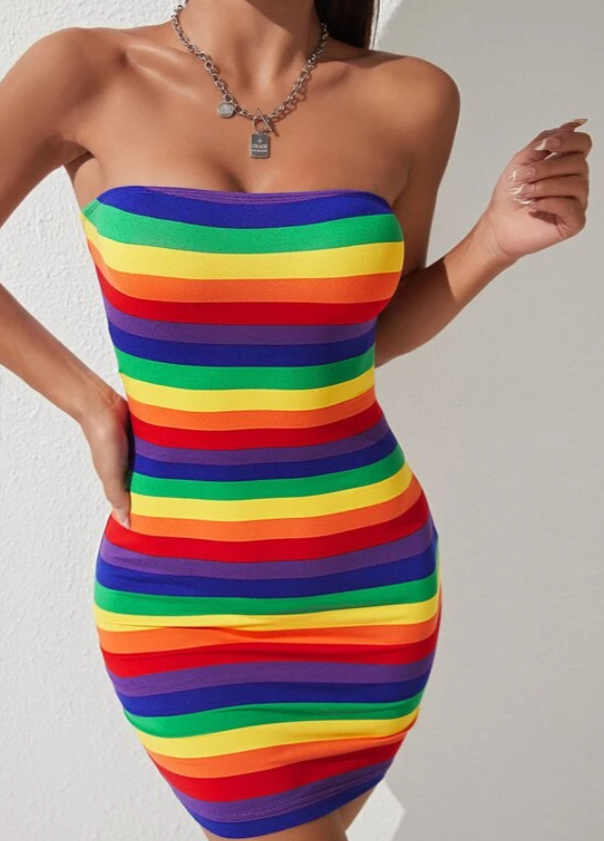 Vestido de mujer colores del arco iris xs sml xl