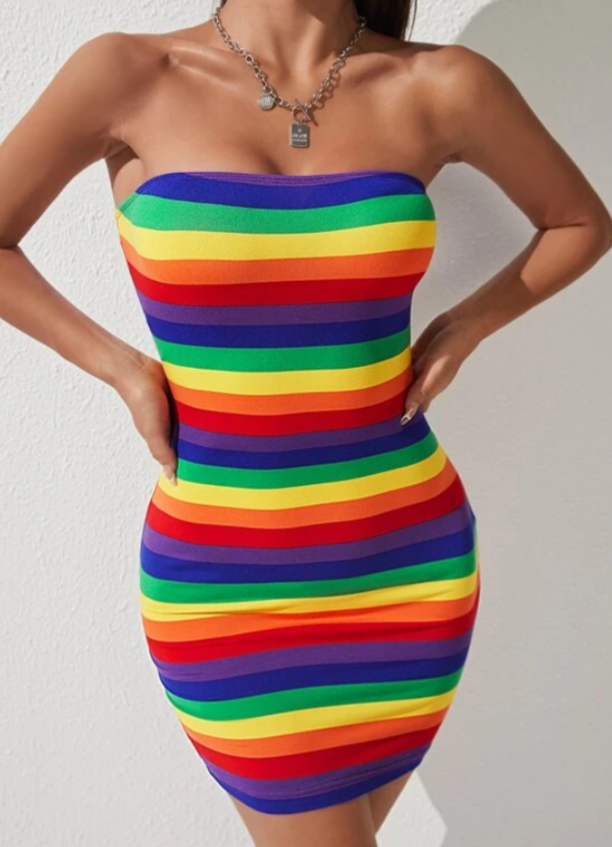 Vestido de mujer colores del arco iris xs sml xl