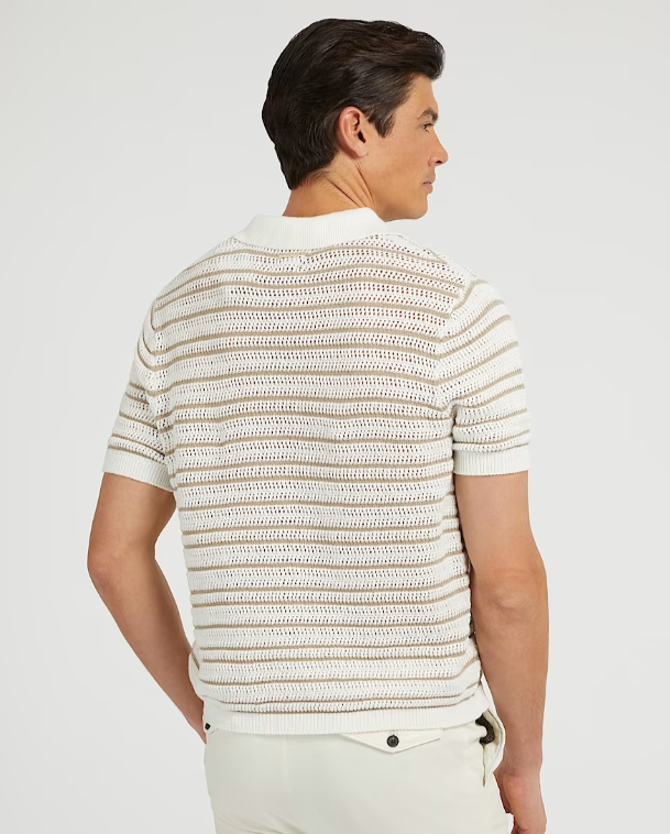 Heren poloshirt beige wit l xxl