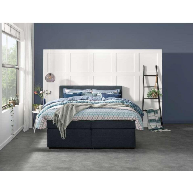 Boxspring tweepersoonsbed stof antraciet 140x200 cm