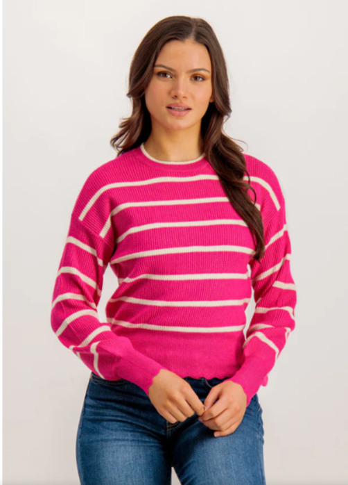 Dames trui roze gestreept xs s m l xl