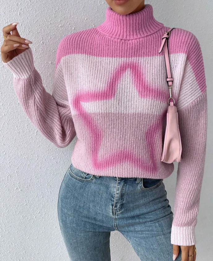 Jersey mujer estampado estrellas rosa sml