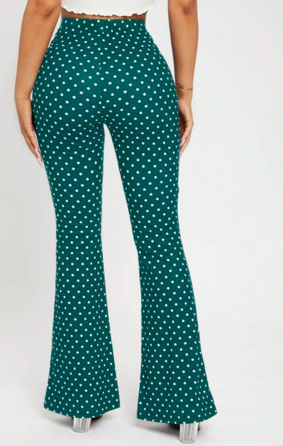 Dames broek stippen print zwart groen donkerblauw  xs s m l xl