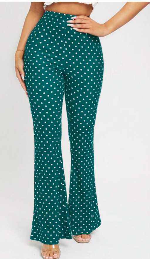 Pantalón mujer estampado lunares negro verde azul oscuro xs sml xl