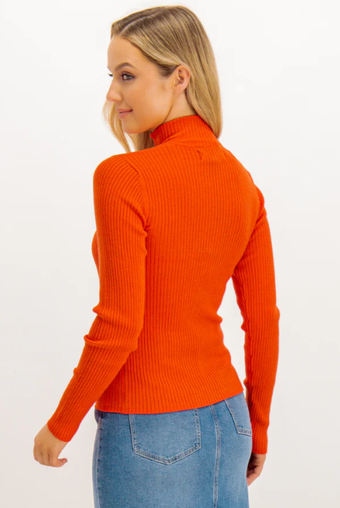 Jersey de mujer de punto naranja con cuello skipper xs sml xl