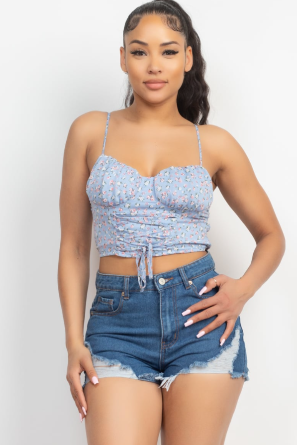 Dames cropped top met vlinders wit geel blauw s m l