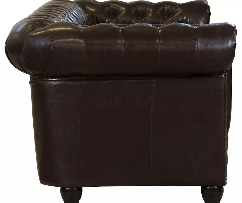 Tweezitsbank chesterfield stijl leer bruin zwart donkerbruin Antraciet Breedte 148 cm Diepte 86 cm Hoogte 72 cm Zithoogte 45 cm