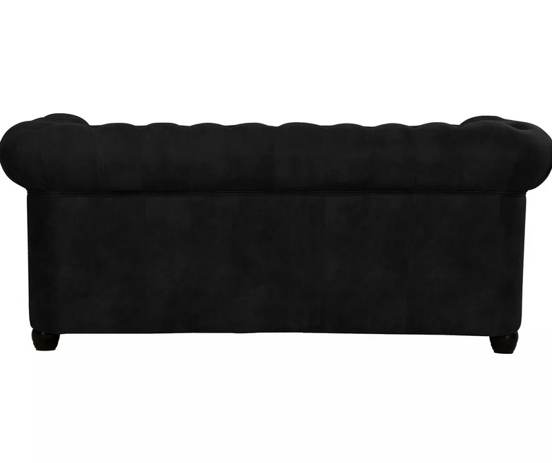 Conjunto de sofá Chesterfield de 2 plazas cuero marrón negro marrón oscuro Antracita Ancho 148 cm Fondo 86 cm Alto 72 cm Alto asiento 45 cm