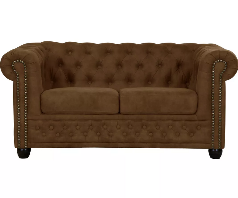 Tweezitsbank chesterfield stijl leer bruin zwart donkerbruin Antraciet Breedte 148 cm Diepte 86 cm Hoogte 72 cm Zithoogte 45 cm