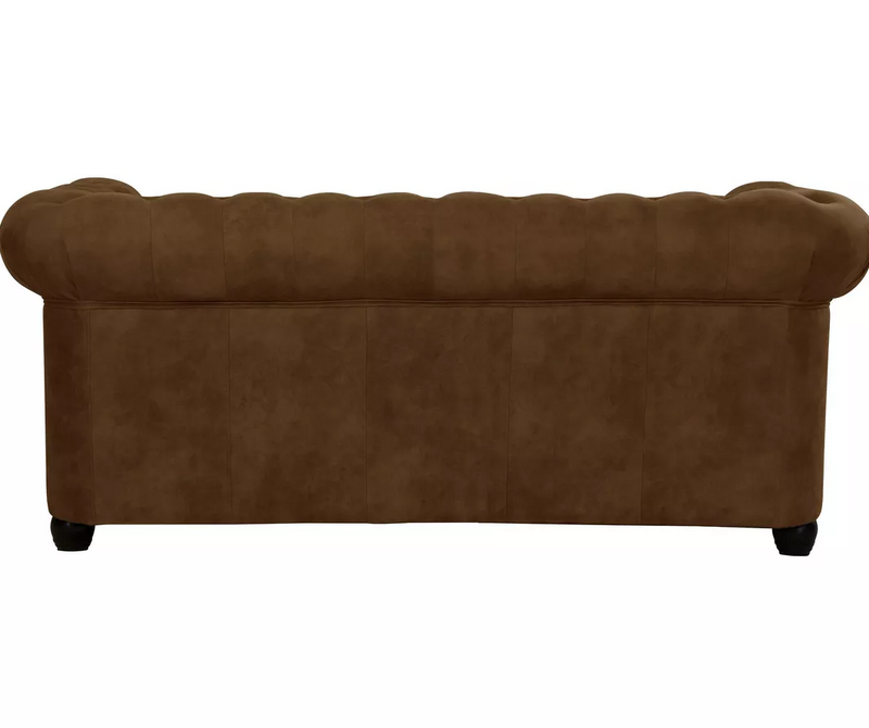 Conjunto de sofá Chesterfield de 2 plazas cuero marrón negro marrón oscuro Antracita Ancho 148 cm Fondo 86 cm Alto 72 cm Alto asiento 45 cm