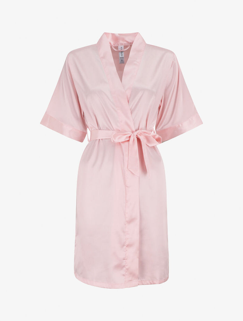 Dames pyjama kimono met jurkje roze beige wit m l xl