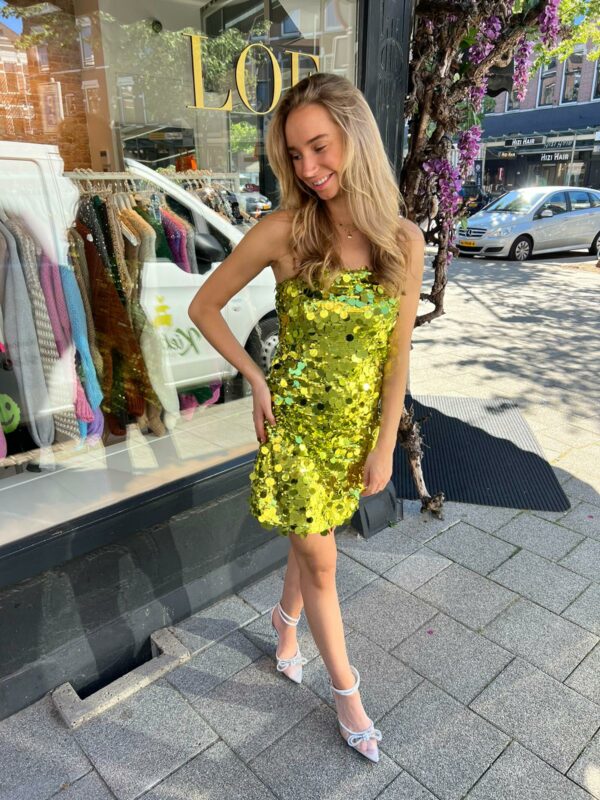 https://lofboutique.nl/product/sequin-strapless-dress-lime/