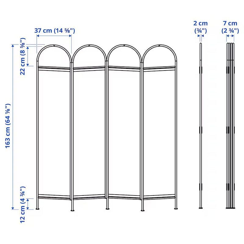 Scheidingswand zwart 150x175 cm