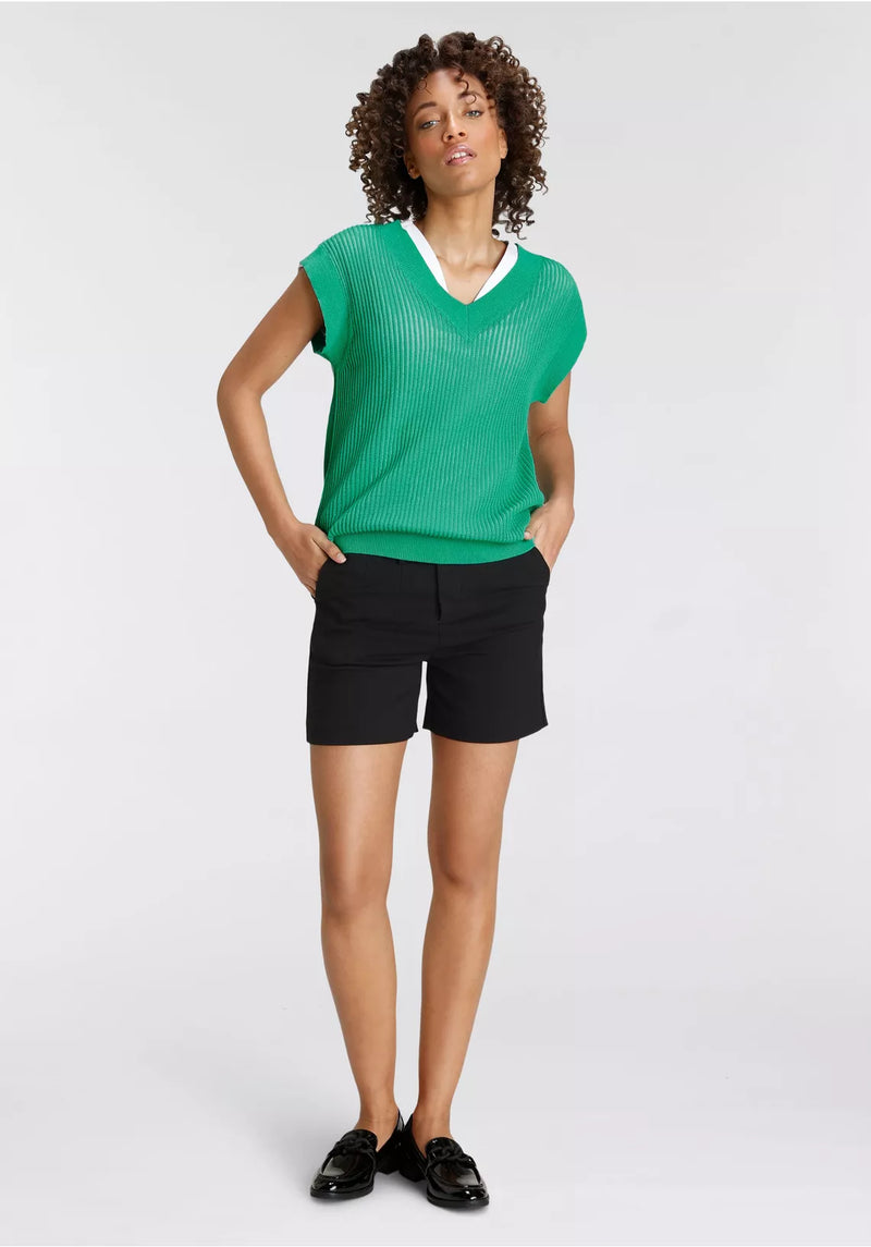 Dames gebreide trui zonder mouwen groen xs s m l