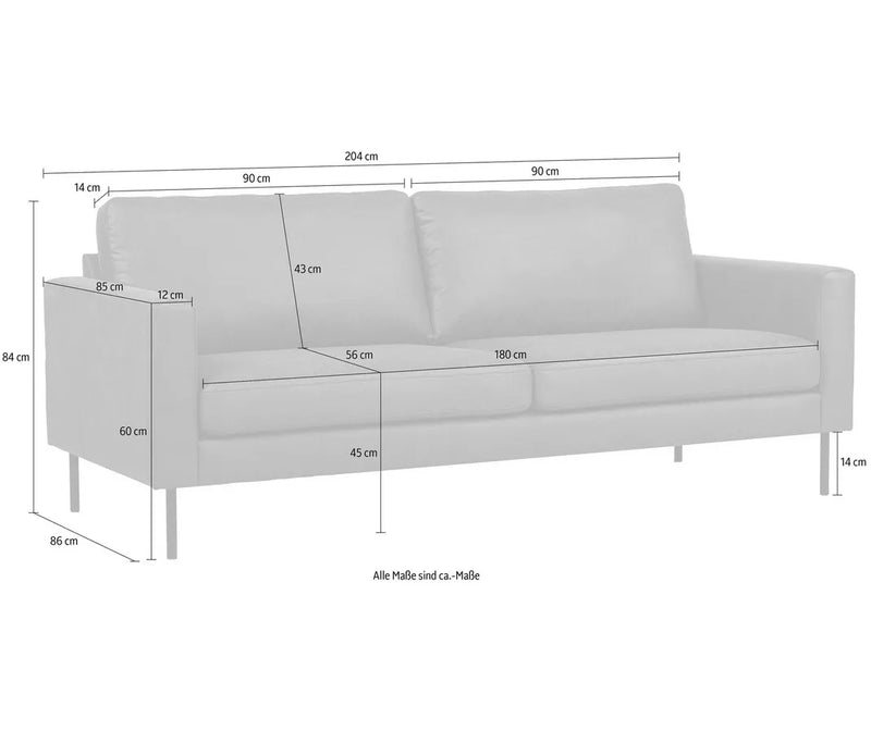 Tweezitsbank bruin zwart donkergrijs Breedte 184 cm Diepte 86 cm Hoogte 84 cm Zithoogte 45 cm