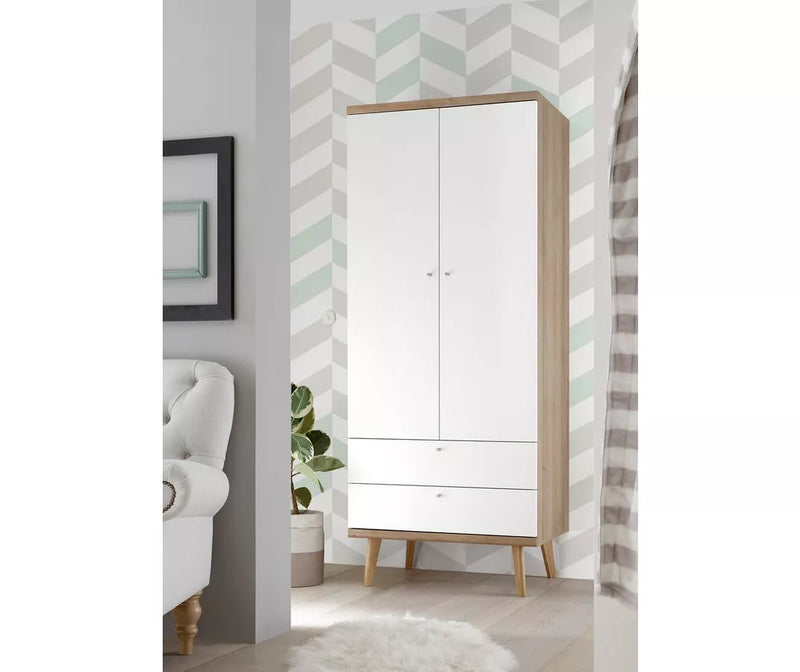 Armario moderno roble blanco Ancho 80 cm Fondo 56 cm Alto 197 cm