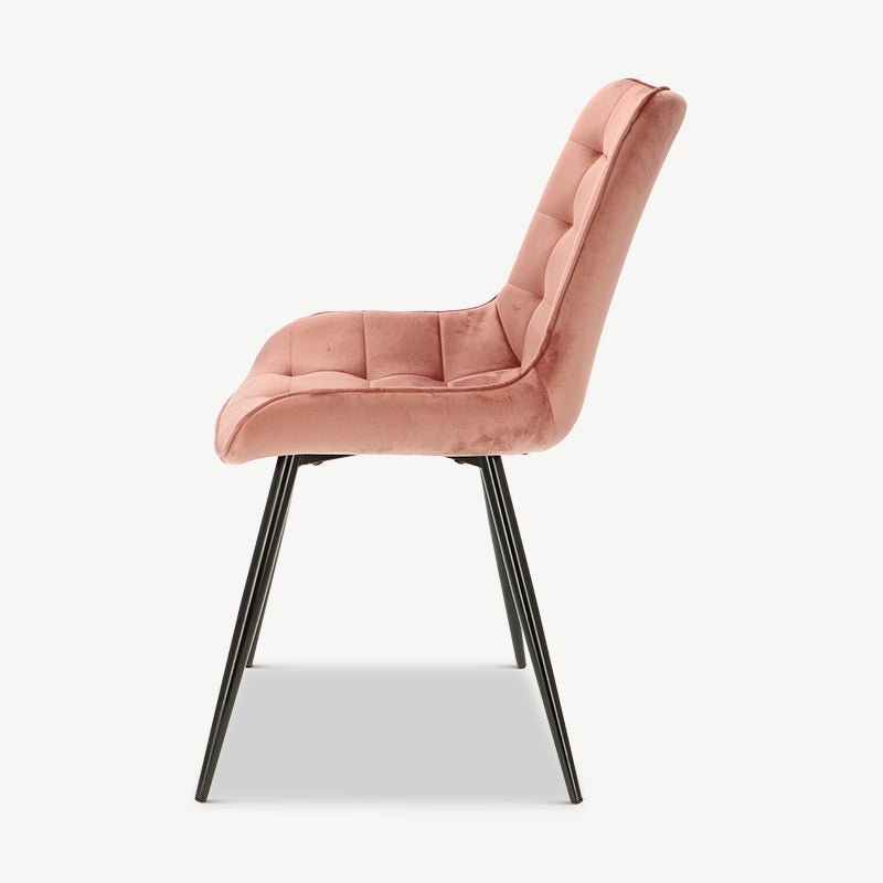 Side chair roze fluweel en zwarte poten