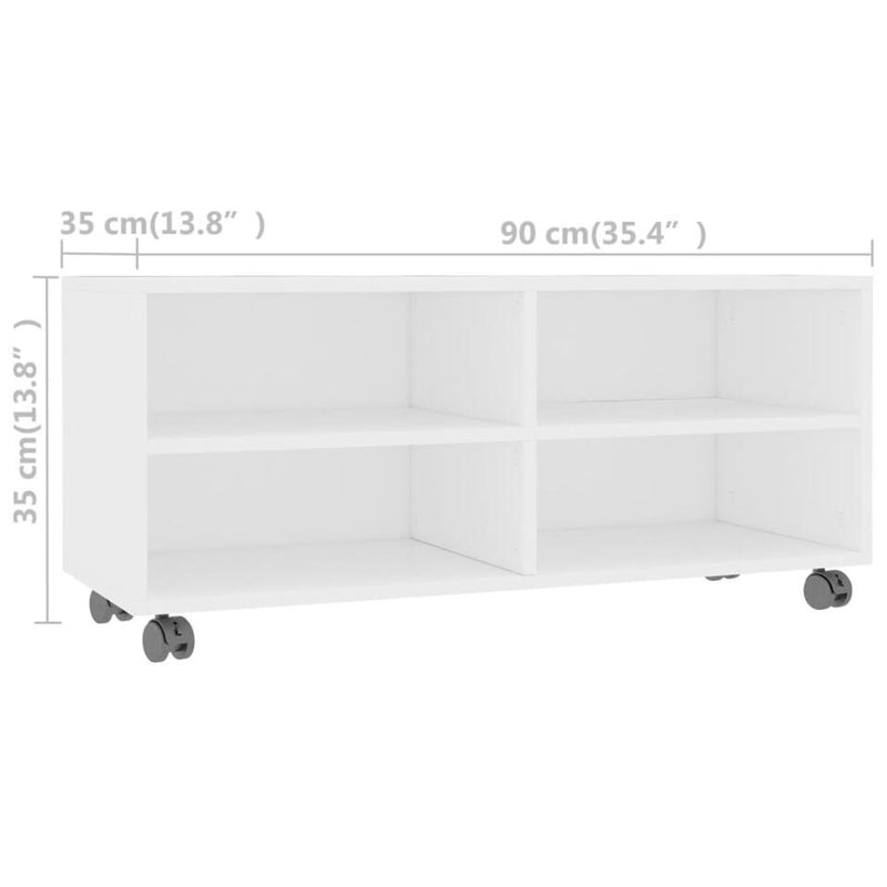 Mueble TV moderno blanco Ancho 90 cm Fondo 35 cm Alto 35 cm 