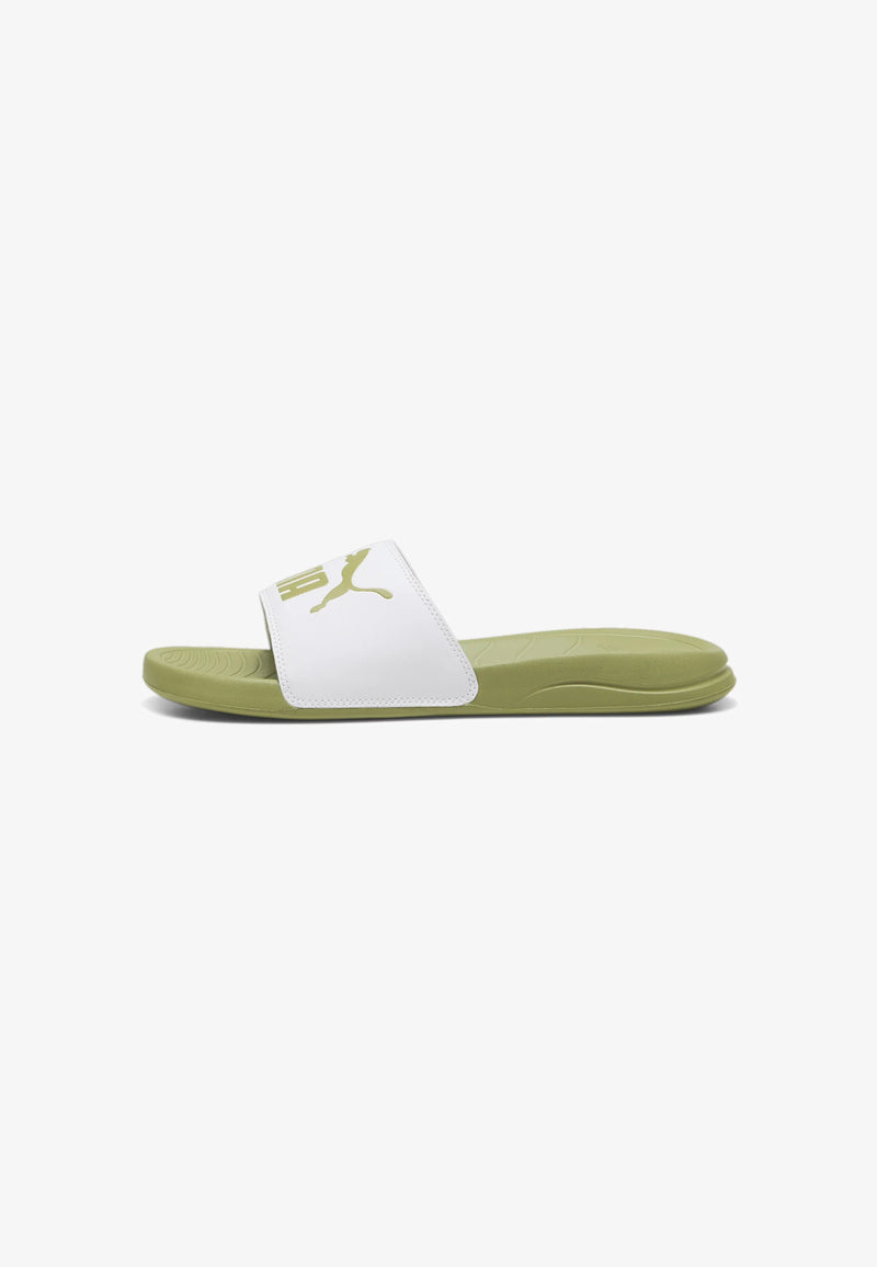 Heren Badslippers - white calming green 38 39 40 41 42 43 44