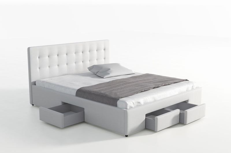 Tweepersoonsbed Milo - Wit - zwart - 160x200 cm