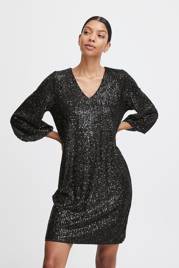 Vestido mujer negro brillo xs sml xl