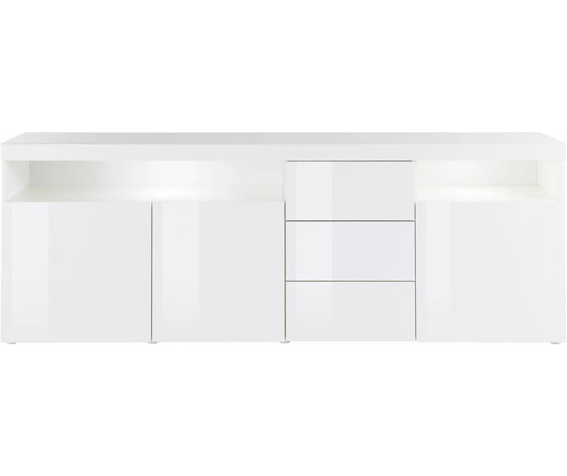 Aparador de pared moderno blanco brillante Ancho 200 cm Fondo 35 cm Alto 72 cm