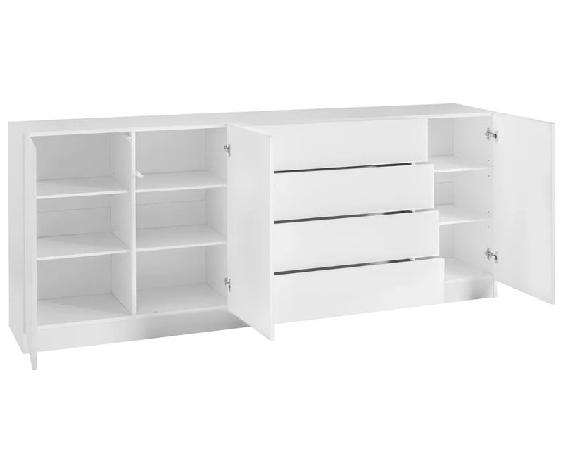 Dressoir wandmeubel modern hoogglans wit zwart Breedte 190 cm Diepte 35 cm Hoogte 79 cm